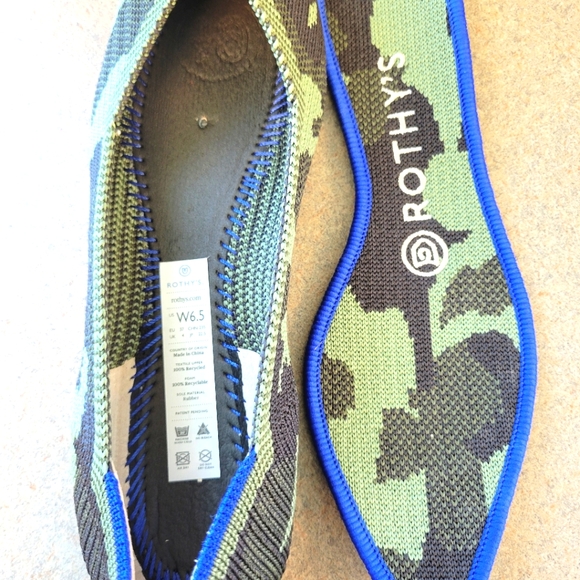ROTHY'S Camo Green Pointed Slip-on Shoes Flats - Picture 5 of 6
